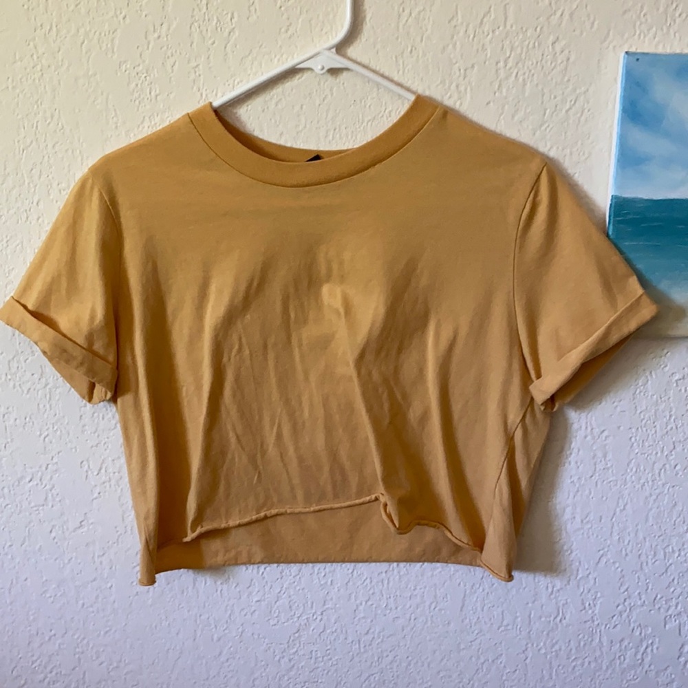Forever 21 Mustard yellow cropped cuffed sleeve